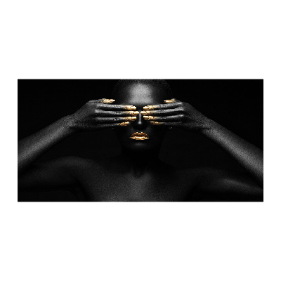 Foto en cristal de alta calidad con impresión uv horizontal Mujer de negro