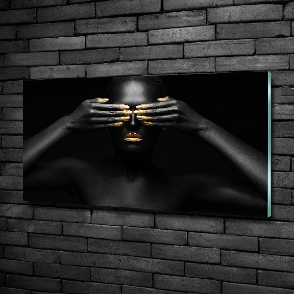 Foto en cristal de alta calidad con impresión uv horizontal Mujer de negro