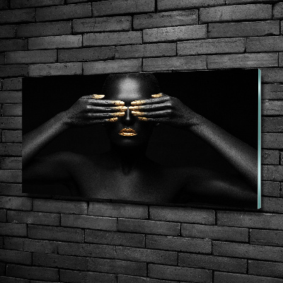 Foto en cristal de alta calidad con impresión uv horizontal Mujer de negro