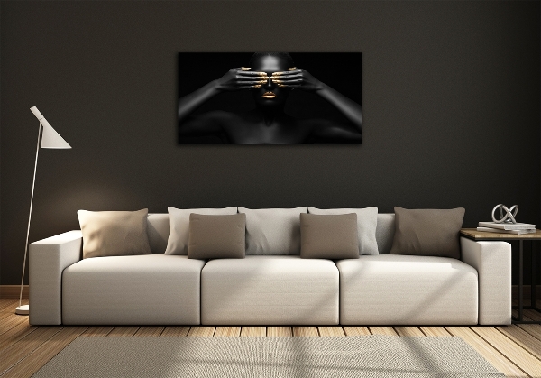 Foto en cristal de alta calidad con impresión uv horizontal Mujer de negro