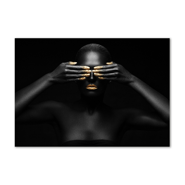 Foto en cristal de alta calidad con impresión uv horizontal Mujer de negro