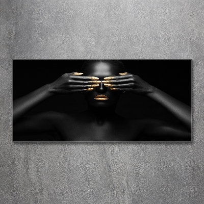 Foto en cristal de alta calidad con impresión uv horizontal Mujer de negro