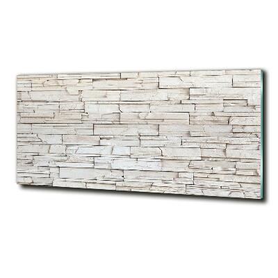 Cuadro decorativo de vidrio para salón horizontal Muro de piedra blanca