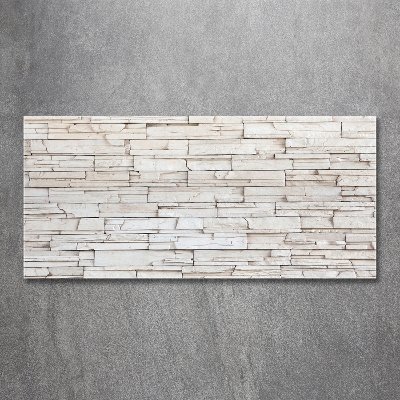 Cuadro decorativo de vidrio para salón horizontal Muro de piedra blanca