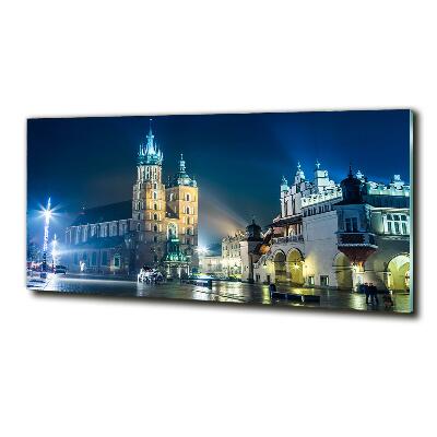 Foto en cristal de alta calidad con impresión uv horizontal Cracovia de noche