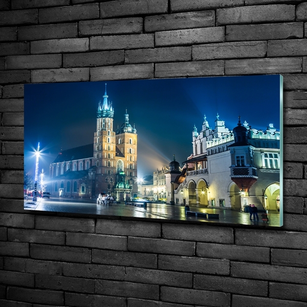 Foto en cristal de alta calidad con impresión uv horizontal Cracovia de noche