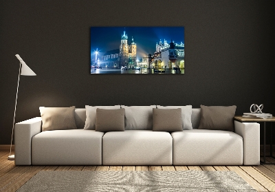 Foto en cristal de alta calidad con impresión uv horizontal Cracovia de noche