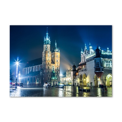 Foto en cristal de alta calidad con impresión uv horizontal Cracovia de noche