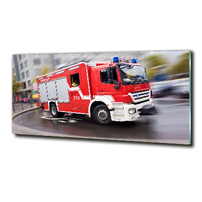 Cuadro decorativo de vidrio para salón horizontal camión de bomberos