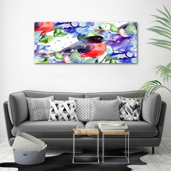 Impresión en cristal con acabado brillante horizontal Pájaro y flores