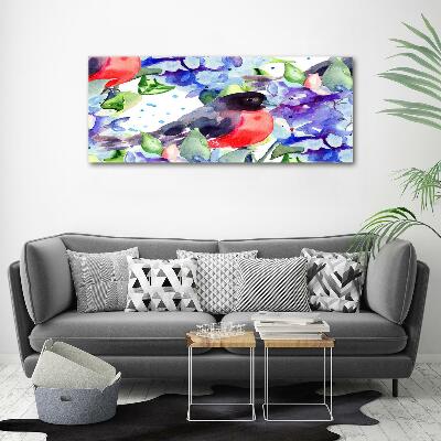 Impresión en cristal con acabado brillante horizontal Pájaro y flores