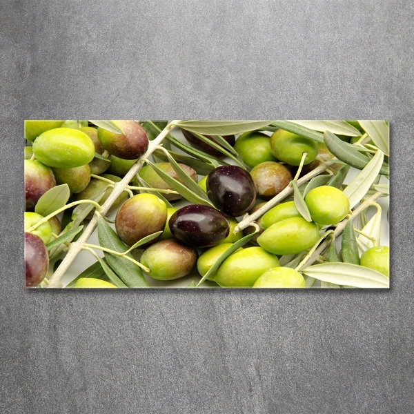 Cuadro decorativo de vidrio para salón horizontal aceitunas frescas