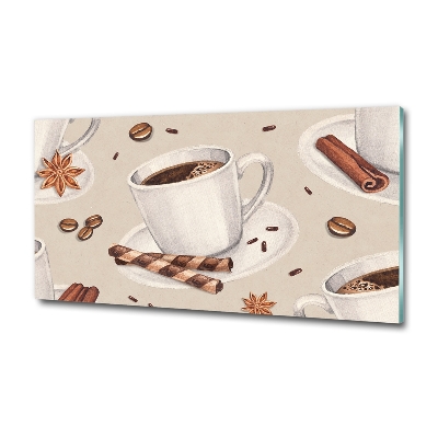Cuadro decorativo de vidrio para salón horizontal Una taza de café