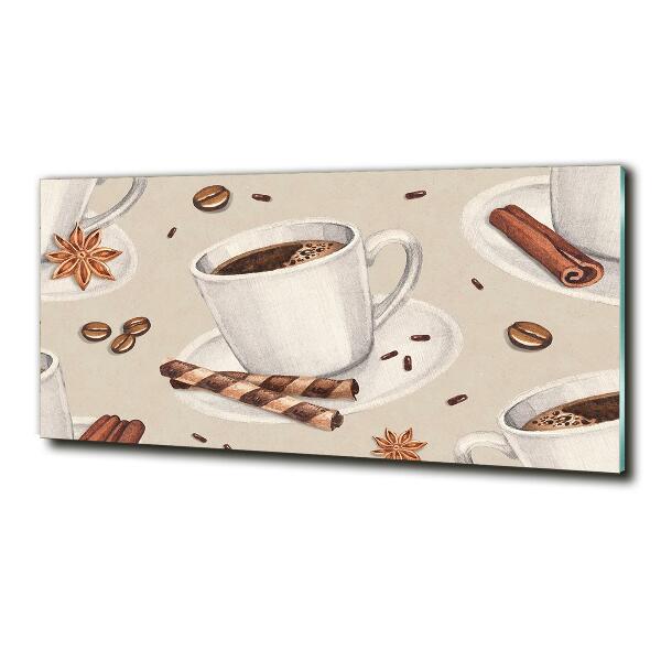 Cuadro decorativo de vidrio para salón horizontal Una taza de café
