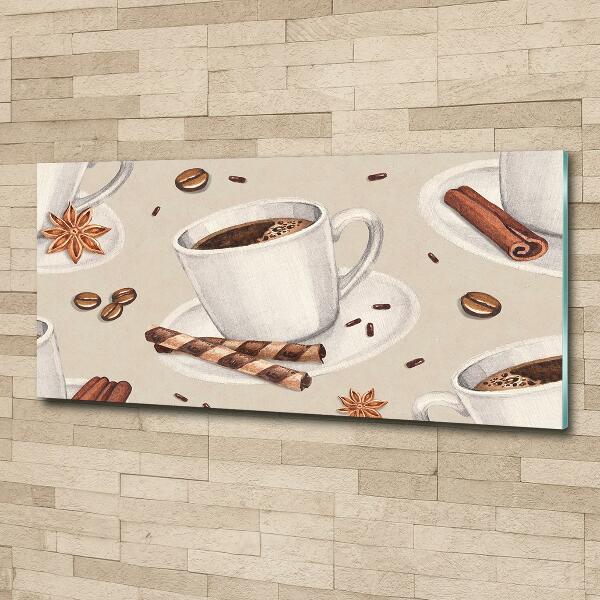 Cuadro decorativo de vidrio para salón horizontal Una taza de café