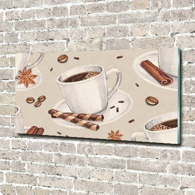 Cuadro decorativo de vidrio para salón horizontal Una taza de café