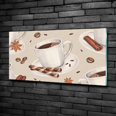 Cuadro decorativo de vidrio para salón horizontal Una taza de café