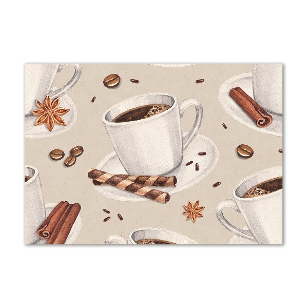 Cuadro decorativo de vidrio para salón horizontal Una taza de café