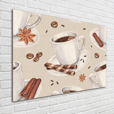 Cuadro decorativo de vidrio para salón horizontal Una taza de café