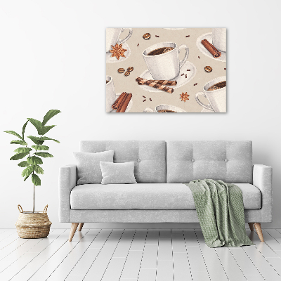 Cuadro decorativo de vidrio para salón horizontal Una taza de café