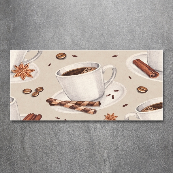 Cuadro decorativo de vidrio para salón horizontal Una taza de café