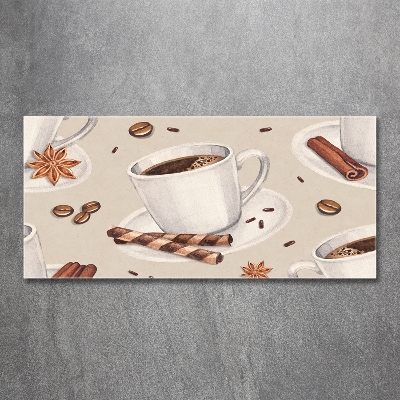 Cuadro decorativo de vidrio para salón horizontal Una taza de café
