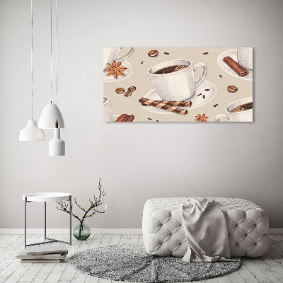 Cuadro decorativo de vidrio para salón horizontal Una taza de café