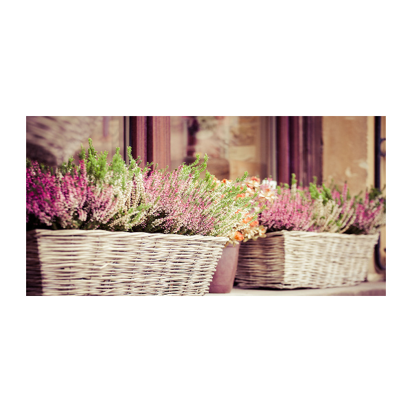 Cuadro decorativo de vidrio para salón horizontal Lavanda en maceta