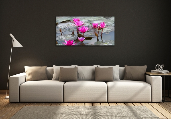 Foto en cristal de alta calidad con impresión uv horizontal flor de loto