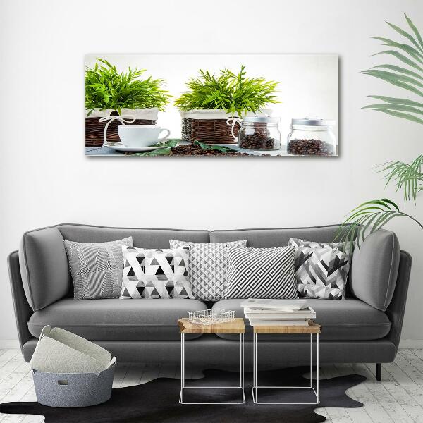 Cuadro de cristal templado moderno horizontal Tema de cafetería