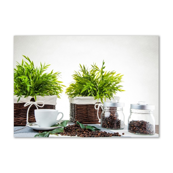 Cuadro de cristal templado moderno horizontal Tema de cafetería