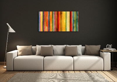 Cuadro decorativo de vidrio para salón horizontal Rayas de colores