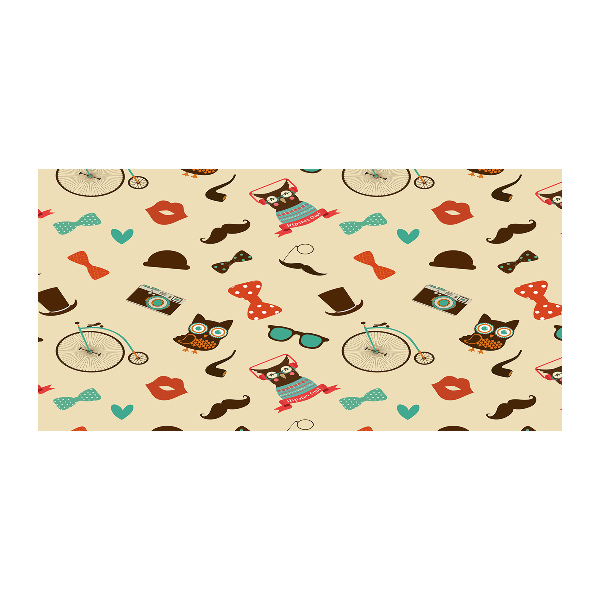 Cuadro de cristal templado moderno horizontal Búhos hipster