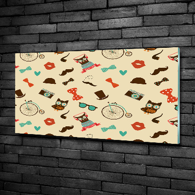 Cuadro de cristal templado moderno horizontal Búhos hipster