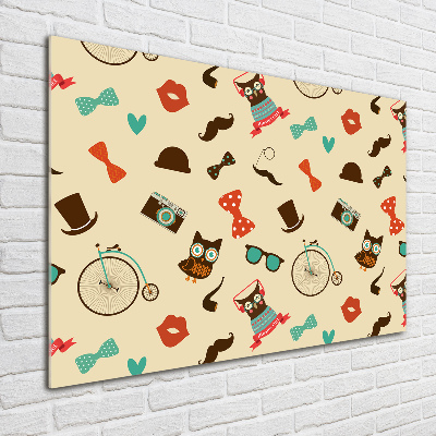 Cuadro de cristal templado moderno horizontal Búhos hipster