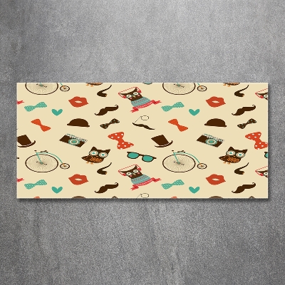 Cuadro de cristal templado moderno horizontal Búhos hipster