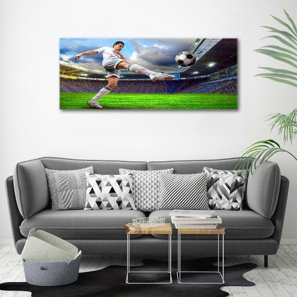Foto obraz szklany Piłkarz na stadionie