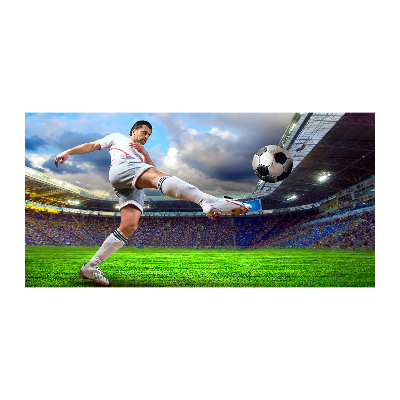 Foto en cristal de alta calidad con impresión uv horizontal Un jugador de fútbol en el estadio.