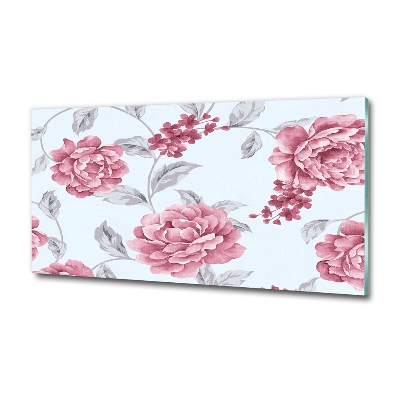Impresión en cristal con acabado brillante horizontal Peonías