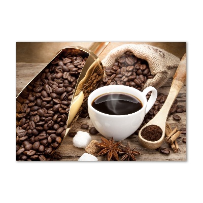 Cuadro de cristal templado moderno horizontal Una taza de café