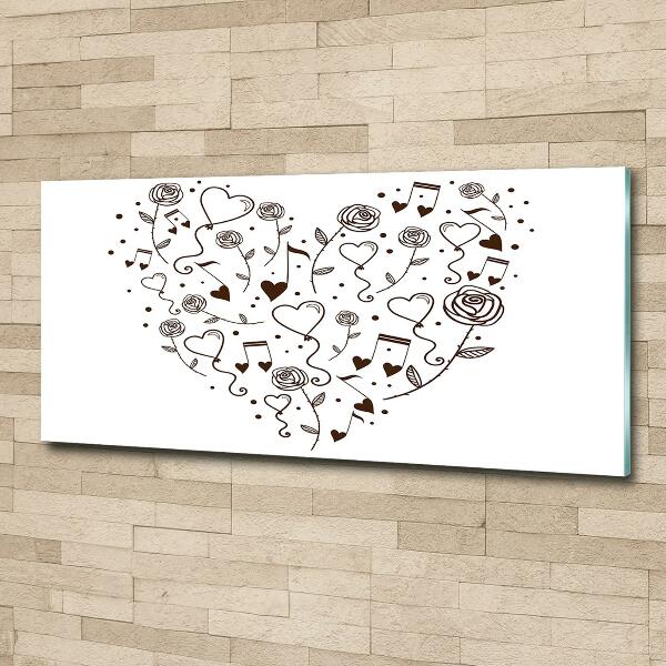 Cuadro de cristal templado moderno horizontal Corazón