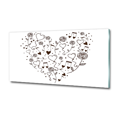 Cuadro de cristal templado moderno horizontal Corazón