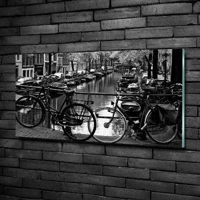 Foto en cristal de alta calidad con impresión uv horizontal Bicicletas de Ámsterdam
