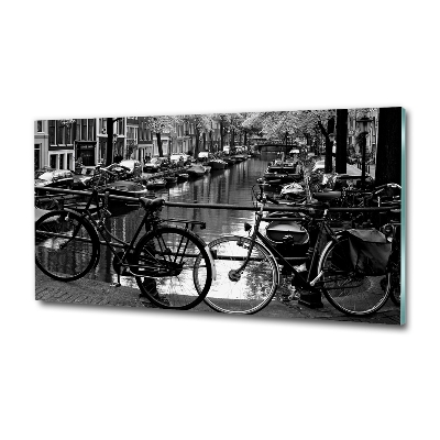 Foto en cristal de alta calidad con impresión uv horizontal Bicicletas de Ámsterdam