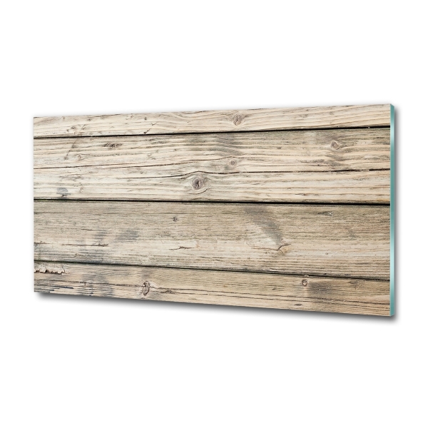 Cuadro de cristal templado moderno horizontal Fondo de madera