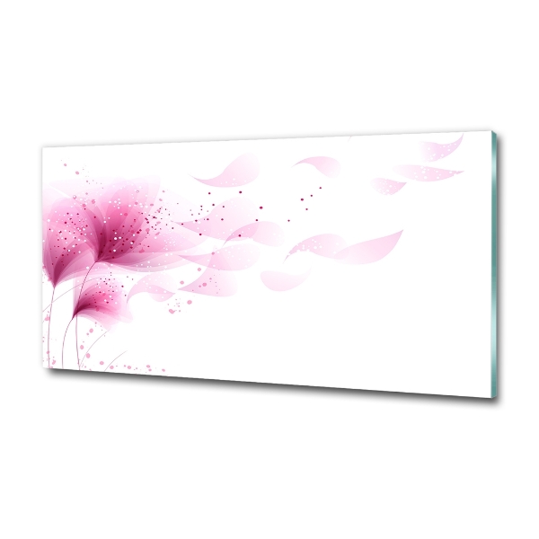 Cuadro decorativo de vidrio para salón horizontal Flor rosa