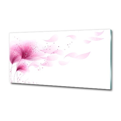 Cuadro decorativo de vidrio para salón horizontal Flor rosa