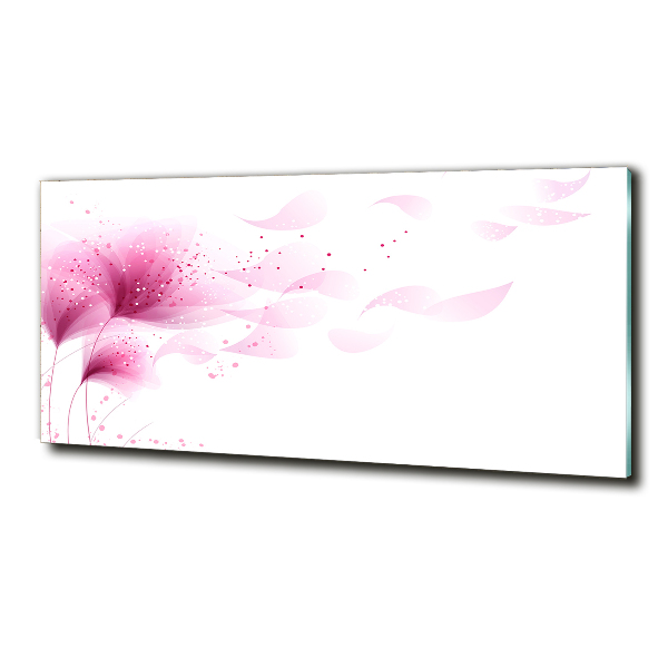 Cuadro decorativo de vidrio para salón horizontal Flor rosa
