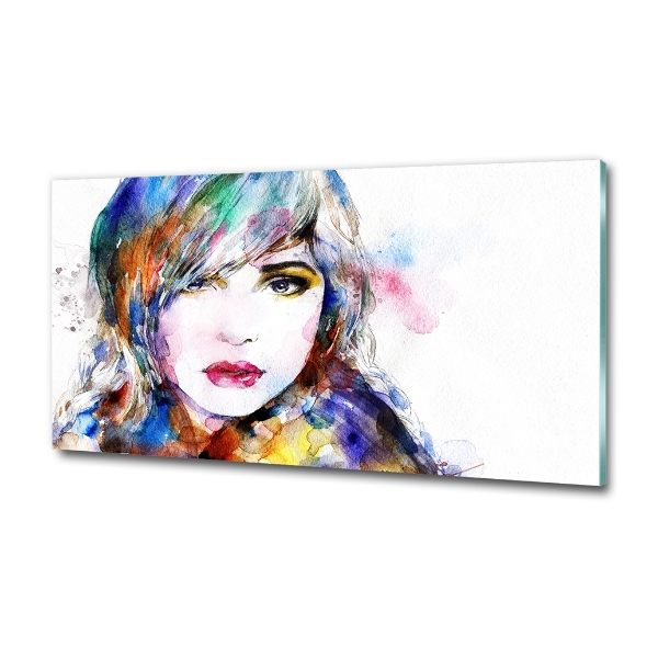 Cuadro de cristal templado moderno horizontal Rostro de mujer