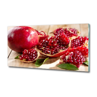 Cuadro decorativo de vidrio para salón horizontal Granada con hojas